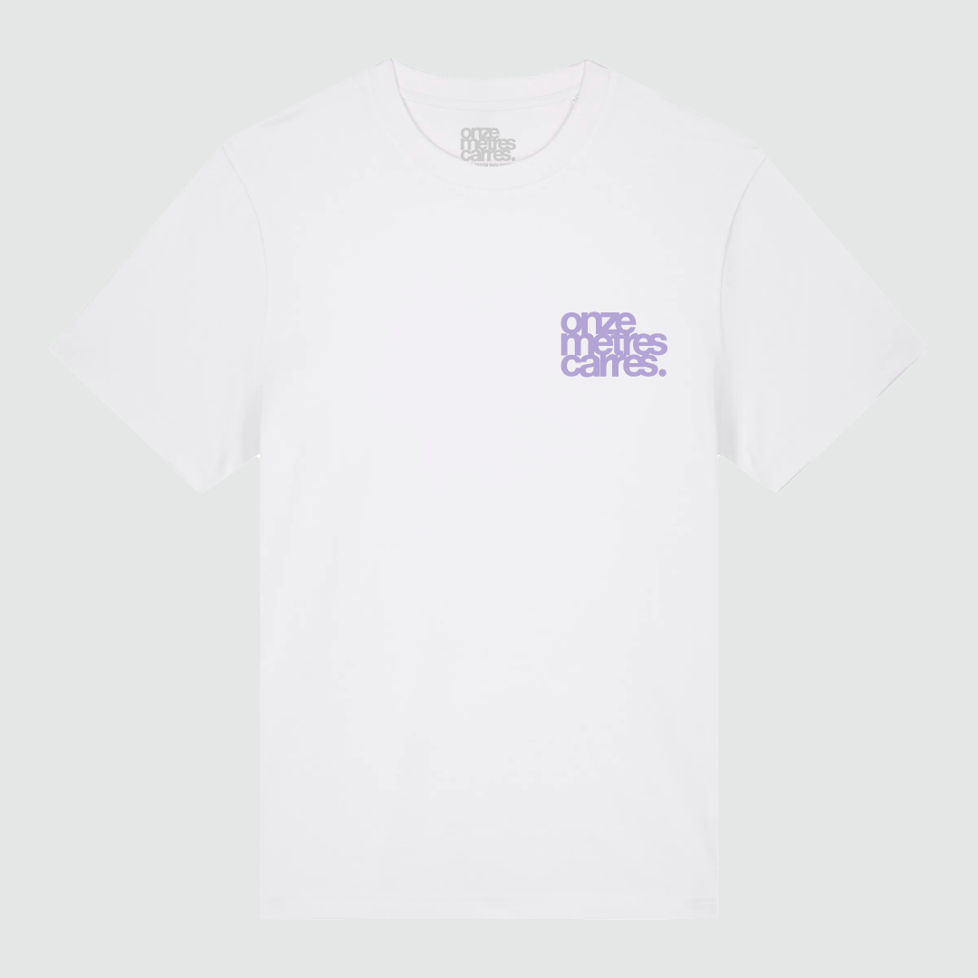 T-Shirt White Flower Draw Lila