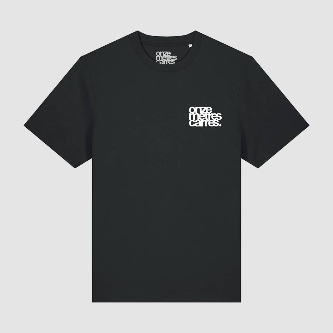 T-Shirt Black Flower Draw Blue