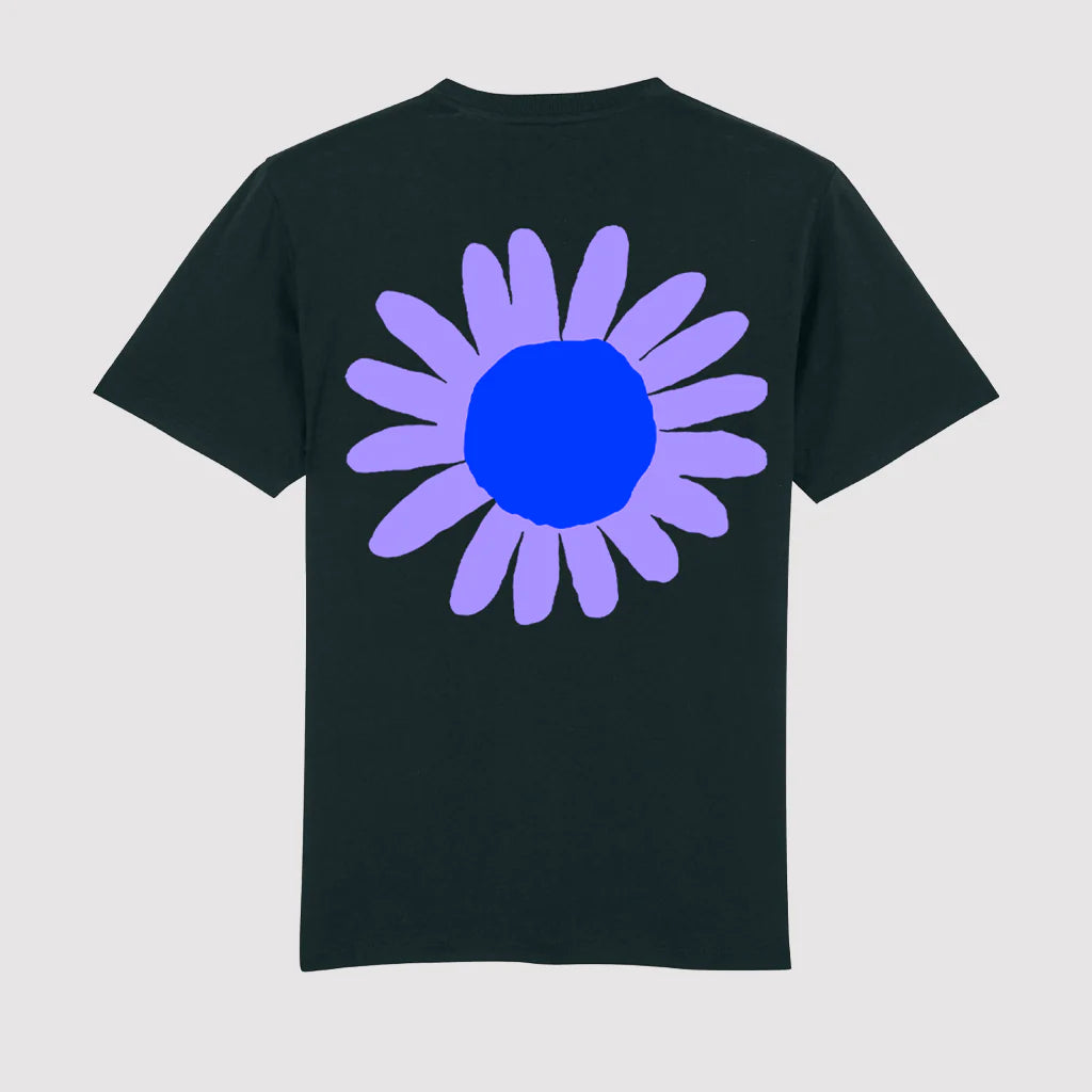 T-Shirt Black Flower Blue