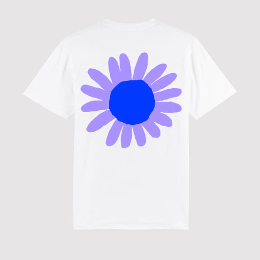 T-Shirt White Flower Blue