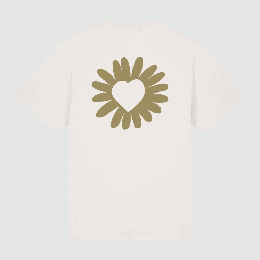 T-Shirt Flower Heart Olive White