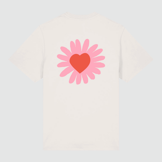 T-shirt Off White Heart Flower Pink