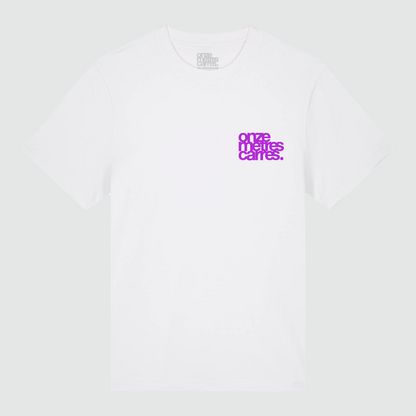 T-shirt White Flower Draw Purple