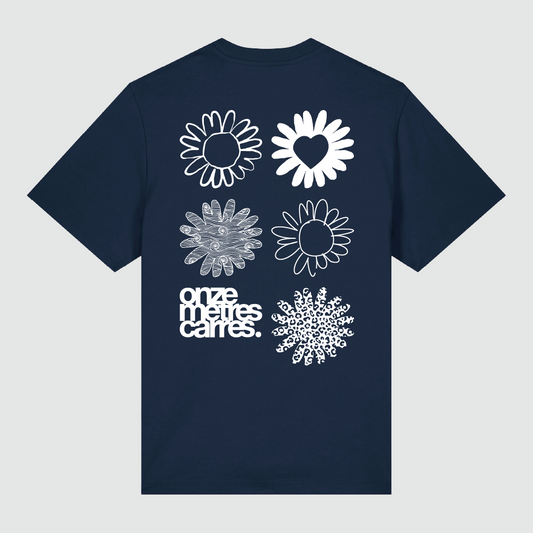 T-Shirt Navy Archive White