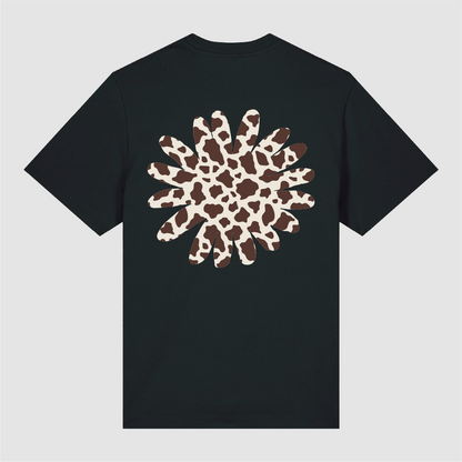 T-Shirt Black Flower Cow