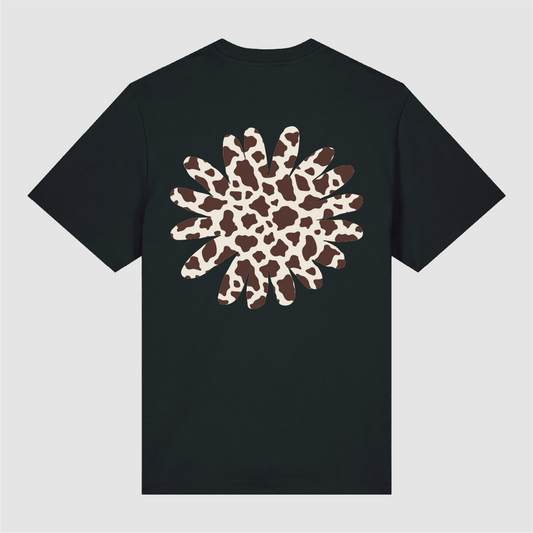 T-Shirt Black Flower Cow