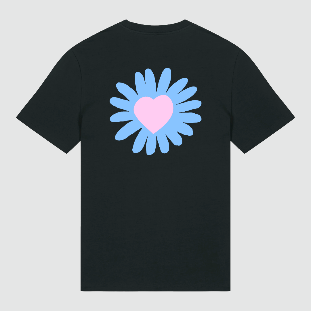 T-Shirt Black Flower Heart
