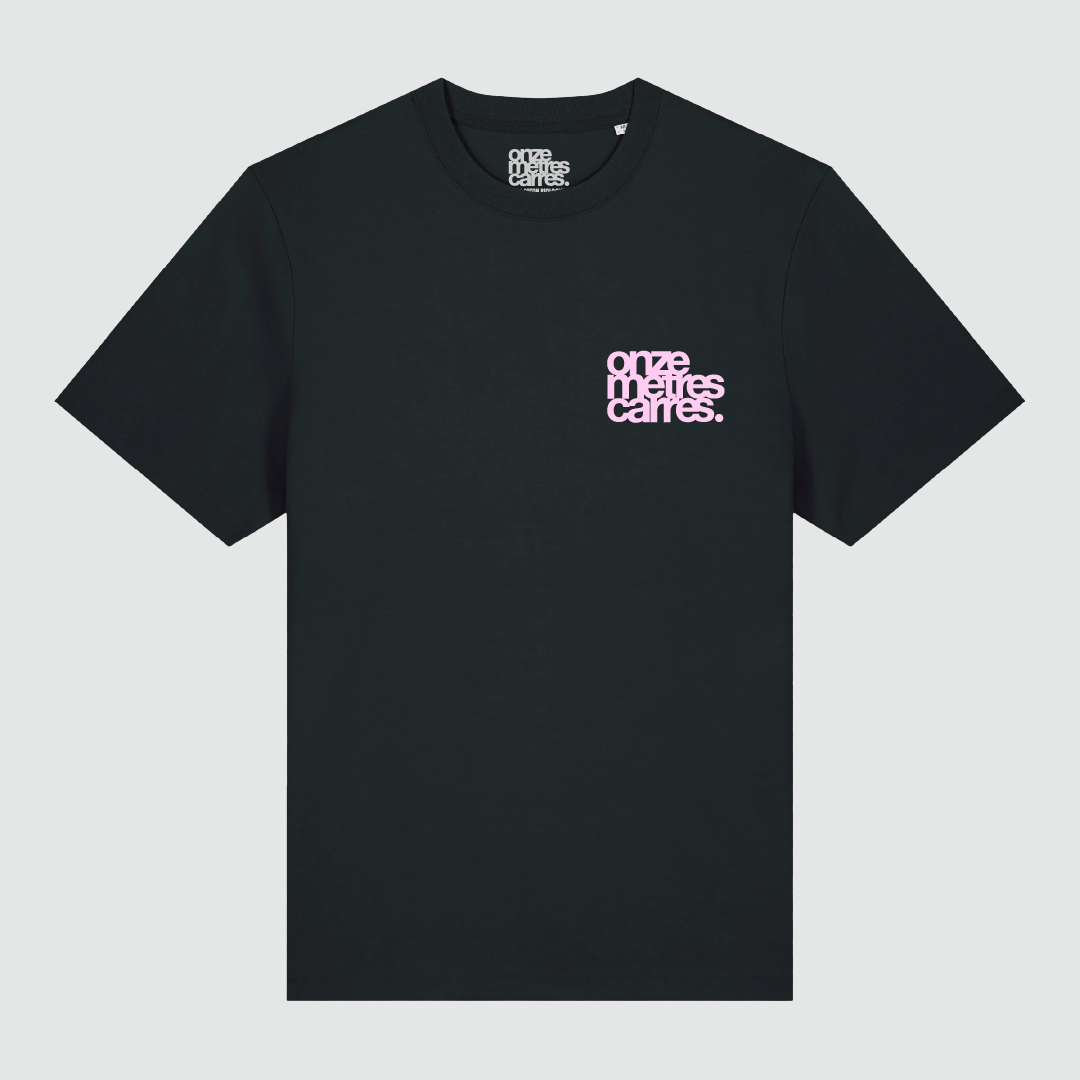T-Shirt Flower Draw Black / Neon Pink
