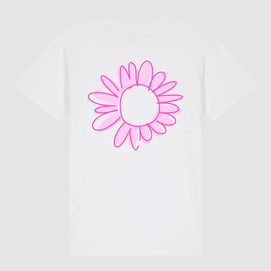 T-Shirt Flower Draw Kids White / Pink