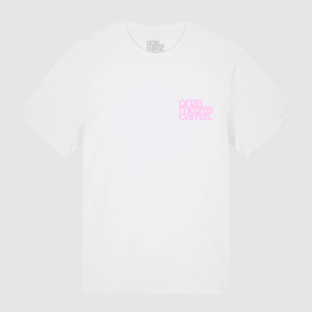 T-Shirt Flower Draw White / Neon Pink