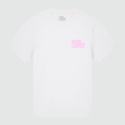 T-Shirt Flower Draw White / Neon Pink