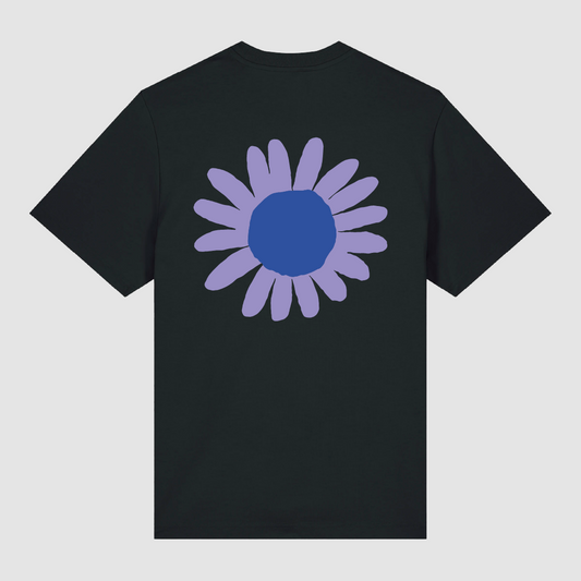 T-Shirt Black Flower Blue