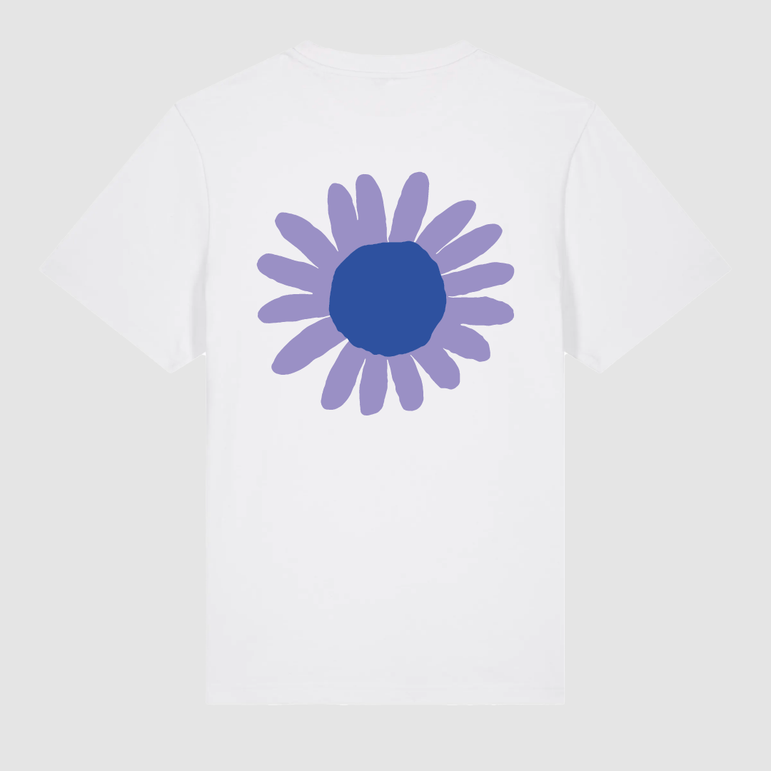T-shirt White Flower Blue