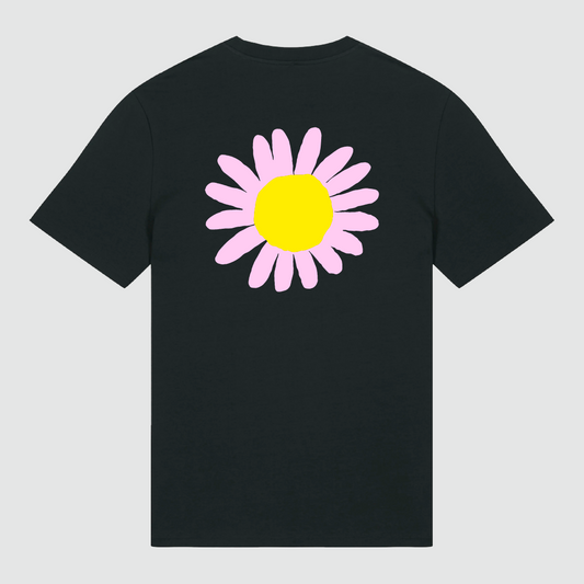 T-shirt Black Flower Pink