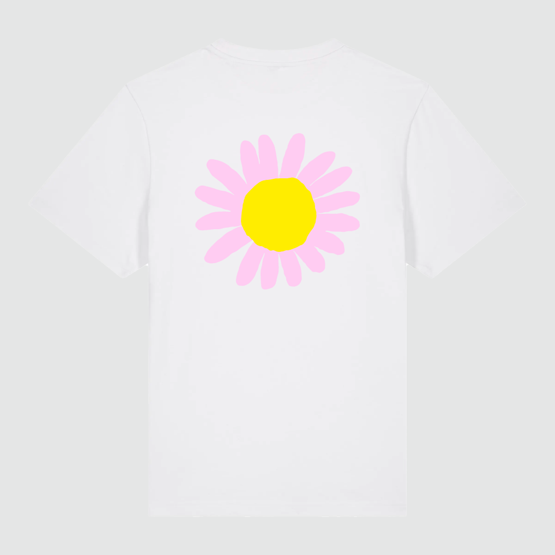 T-shirt White Flower Pink