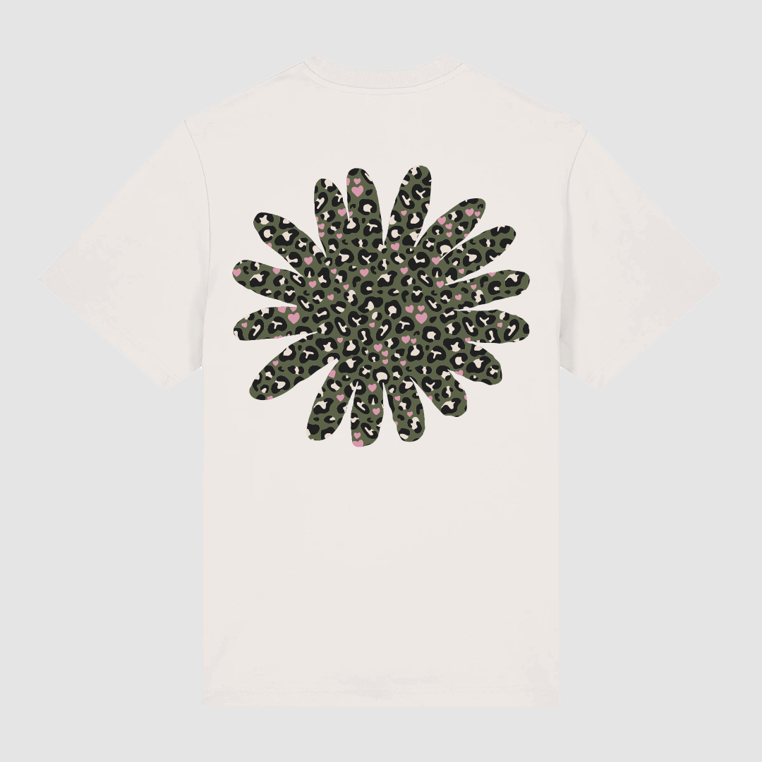 T-Shirt Heart Léopard Off White