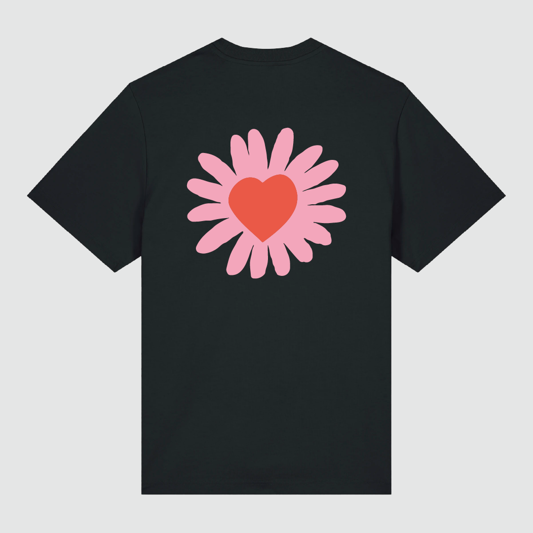 T-Shirt Black Flower Heart